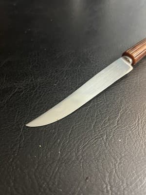 VTG Regent Stainless Sheffield England Bakelite Faux Stag Horn Steak Knife - Thumbnail 2