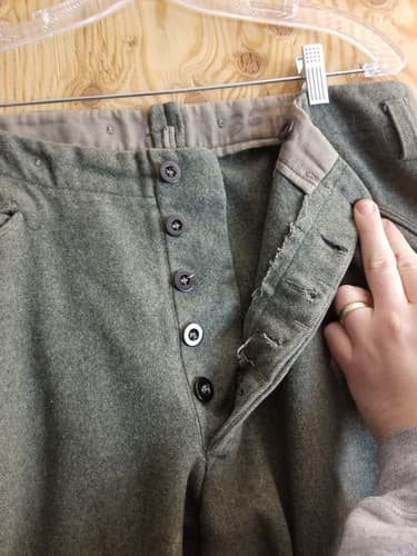VTG 1942 Swedish WWII Army Pants Thick WOOL Sweden Military Cargo 100U 36x29 - Thumbnail 5