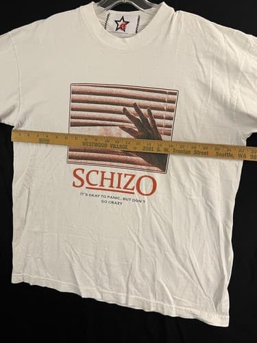 Vtg Schizo Band Shirt Mens S/ M Punk Metal It’s Ok To Panic, But Don’t Go Crazy - Thumbnail 7