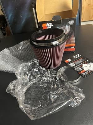 K&N RU-1041 Universal 6” Flange Clamp-On High-Flow Air Filter Free Shipping NEW - Image 1