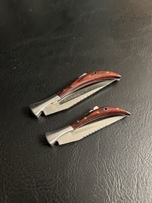 Lot of 2 Skinny Defender Xtreme 5248 Folding Pocket Knives Wood Handle Knife - Thumbnail 2