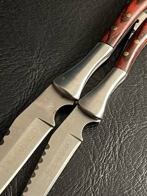 Lot of 2 Skinny Defender Xtreme 5248 Folding Pocket Knives Wood Handle Knife - Thumbnail 7