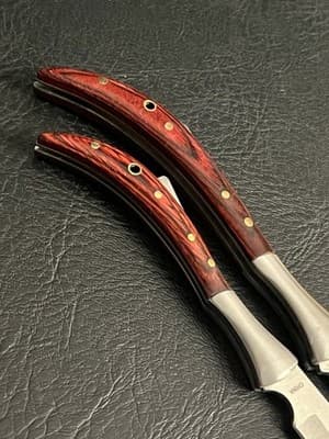 Lot of 2 Skinny Defender Xtreme 5248 Folding Pocket Knives Wood Handle Knife - Thumbnail 13