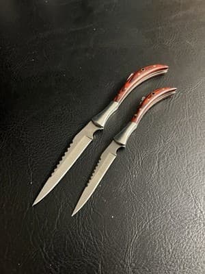 Lot of 2 Skinny Defender Xtreme 5248 Folding Pocket Knives Wood Handle Knife - Thumbnail 3