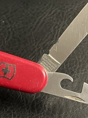 Vtg Victorinox Swiss Army Knife Officer Suisse 6 Blade Rostfrei *Chipped Blade - Thumbnail 3