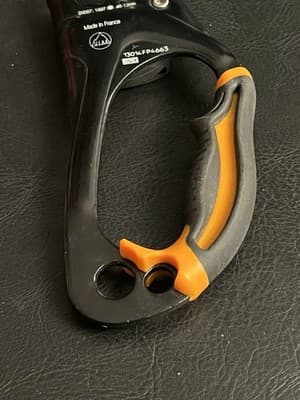 Petzl Ascension Left Hand Rope Ascender Climbing Handle Black Orange Clamp - Thumbnail 6
