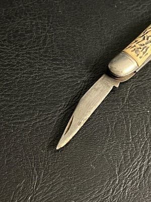 Vtg Colonial Prov USA Small 2.5” Pocket Jack Knife 2 Stainless Blades Faux Stag - Thumbnail 9