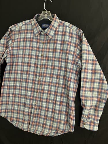 Pendleton Lodge Wool Button Shirt Men’s XL Blue Red Plaid Fitted - Chest Pocket - Thumbnail 2