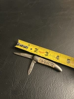 Vtg Colonial Prov USA Small 2.5” Pocket Jack Knife 2 Stainless Blades Faux Stag - Thumbnail 7