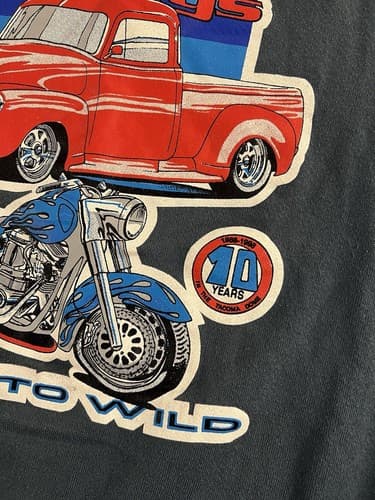 Vtg Hotrods Harleys Sweatshirt Mild To Wild Mens 2XL Davidson Grey Blue Rushford - Thumbnail 3