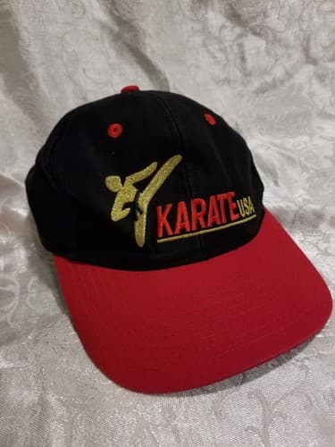 Vintage Karate USA Men's Red Black Adjustable Baseball Snapback Hat 90s Fighting - Image 1