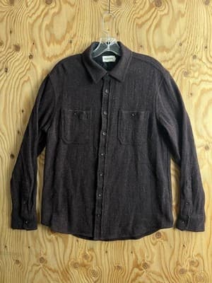 Taylor Stitch Service Shirt Burgundy Port Melange 100% Wool 44 Mens L Button Up - Image 1