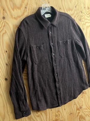 Taylor Stitch Service Shirt Burgundy Port Melange 100% Wool 44 Mens L Button Up - Thumbnail 7