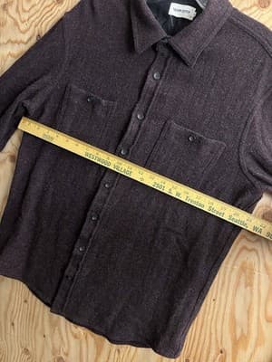 Taylor Stitch Service Shirt Burgundy Port Melange 100% Wool 44 Mens L Button Up - Thumbnail 9