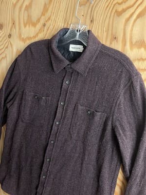 Taylor Stitch Service Shirt Burgundy Port Melange 100% Wool 44 Mens L Button Up - Thumbnail 6