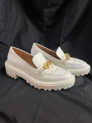 Tory Burch Jessa Lug Sole Loafer Crackled Leather 10M Golden Clamp Equestrian - Thumbnail 2