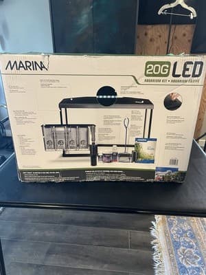 NEW Marina 20g Gallon LED Aquarium Kit Fish Tank Full Set Filter Canopy Net - Thumbnail 3