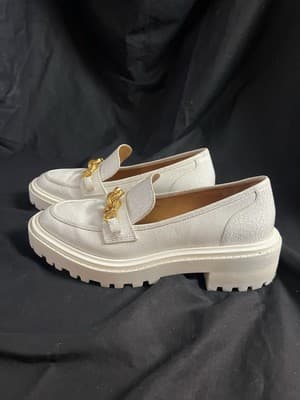 Tory Burch Jessa Lug Sole Loafer Crackled Leather 10M Golden Clamp Equestrian - Thumbnail 5