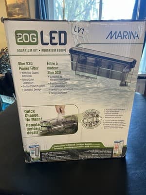 NEW Marina 20g Gallon LED Aquarium Kit Fish Tank Full Set Filter Canopy Net - Thumbnail 2