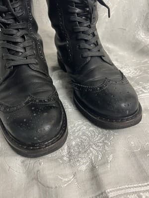 PRADA Wingtip Combat Boots Womens 40/ US 9.5 Black Leather Lace Up Brogue Black - Thumbnail 12