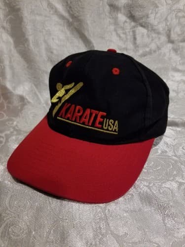 Vintage Karate USA Men's Red Black Adjustable Baseball Snapback Hat 90s Fighting - Thumbnail 2
