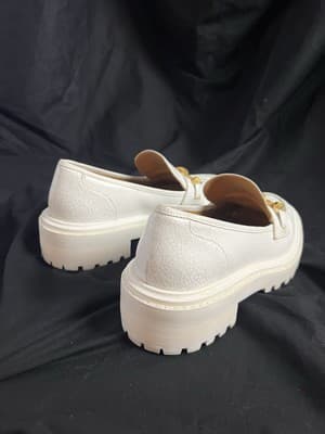 Tory Burch Jessa Lug Sole Loafer Crackled Leather 10M Golden Clamp Equestrian - Thumbnail 3