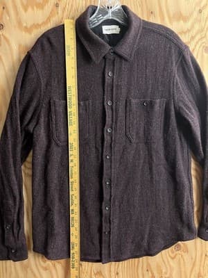 Taylor Stitch Service Shirt Burgundy Port Melange 100% Wool 44 Mens L Button Up - Thumbnail 8