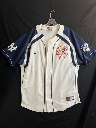 VTG Nike New York Yankees RIVERA Authentic Jersey Large Blue American Stitched - Image 1
