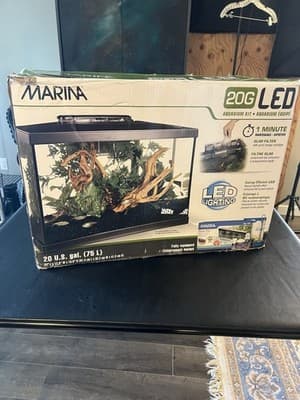 NEW Marina 20g Gallon LED Aquarium Kit Fish Tank Full Set Filter Canopy Net - Image 1