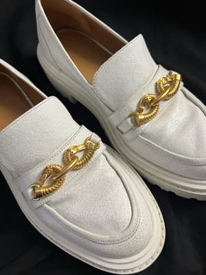 Tory Burch Jessa Lug Sole Loafer Crackled Leather 10M Golden Clamp Equestrian - Thumbnail 9