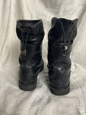 PRADA Wingtip Combat Boots Womens 40/ US 9.5 Black Leather Lace Up Brogue Black - Thumbnail 6