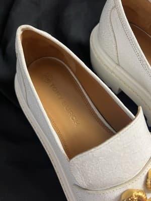 Tory Burch Jessa Lug Sole Loafer Crackled Leather 10M Golden Clamp Equestrian - Thumbnail 8