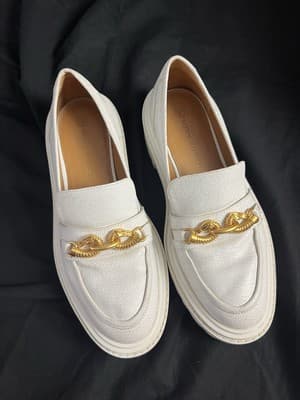 Tory Burch Jessa Lug Sole Loafer Crackled Leather 10M Golden Clamp Equestrian - Thumbnail 7
