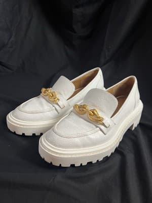 Tory Burch Jessa Lug Sole Loafer Crackled Leather 10M Golden Clamp Equestrian - Thumbnail 6