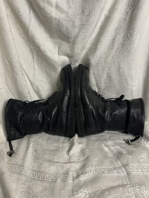 PRADA Wingtip Combat Boots Womens 40/ US 9.5 Black Leather Lace Up Brogue Black - Thumbnail 14