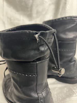 PRADA Wingtip Combat Boots Womens 40/ US 9.5 Black Leather Lace Up Brogue Black - Thumbnail 5