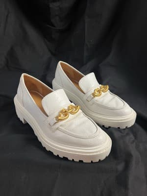 Tory Burch Jessa Lug Sole Loafer Crackled Leather 10M Golden Clamp Equestrian - Image 1