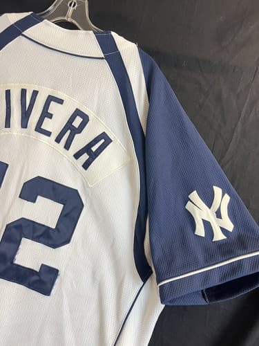 VTG Nike New York Yankees RIVERA Authentic Jersey Large Blue American Stitched - Thumbnail 5