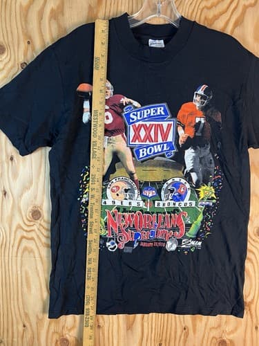 Vintage 1990 Super Bowl XXIV SF 49ers vs Denver Broncos Single Stitch Shirt L - Thumbnail 7