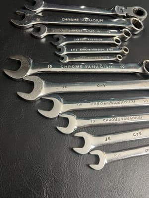 12 Piece Pittsburgh Chrome Vanadium SAE & Metric mm Combination Wrench Set CrV - Thumbnail 9
