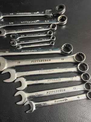 12 Piece Pittsburgh Chrome Vanadium SAE & Metric mm Combination Wrench Set CrV - Thumbnail 2