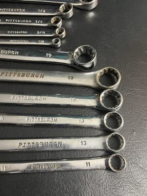12 Piece Pittsburgh Chrome Vanadium SAE & Metric mm Combination Wrench Set CrV - Thumbnail 3