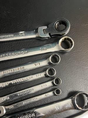 12 Piece Pittsburgh Chrome Vanadium SAE & Metric mm Combination Wrench Set CrV - Thumbnail 5