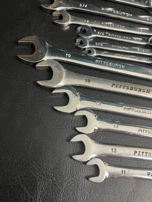 12 Piece Pittsburgh Chrome Vanadium SAE & Metric mm Combination Wrench Set CrV - Thumbnail 4