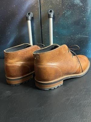UGG Trumann Brown USA Leather Laced Up Casual Chukka Ankle Boots Mens 10 M Shoes - Thumbnail 8