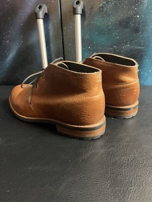 UGG Trumann Brown USA Leather Laced Up Casual Chukka Ankle Boots Mens 10 M Shoes - Thumbnail 7