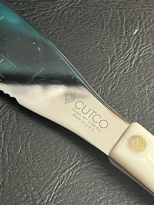 Cutco 1768 KQ Spatula Spreader Bagel Knife Pearl White 5" Serrated Blade Engrave - Thumbnail 4