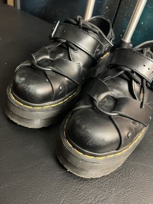 Dr Martens 1461 Quad Harness Derbys Womens 8/ Mens 7 Black Shoes Goth Doc Buckle - Thumbnail 4