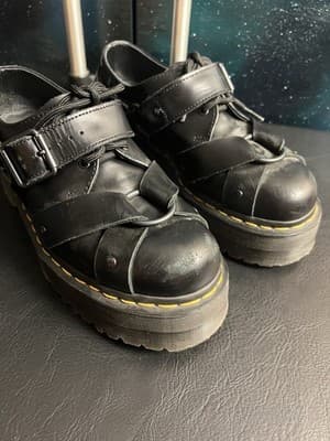 Dr Martens 1461 Quad Harness Derbys Womens 8/ Mens 7 Black Shoes Goth Doc Buckle - Thumbnail 2