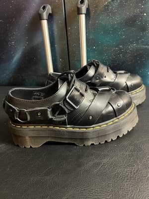 Dr Martens 1461 Quad Harness Derbys Womens 8/ Mens 7 Black Shoes Goth Doc Buckle - Thumbnail 10